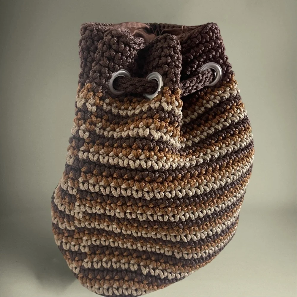 JAI Original Tri Color Neutrals Brown Crocheted Backpack